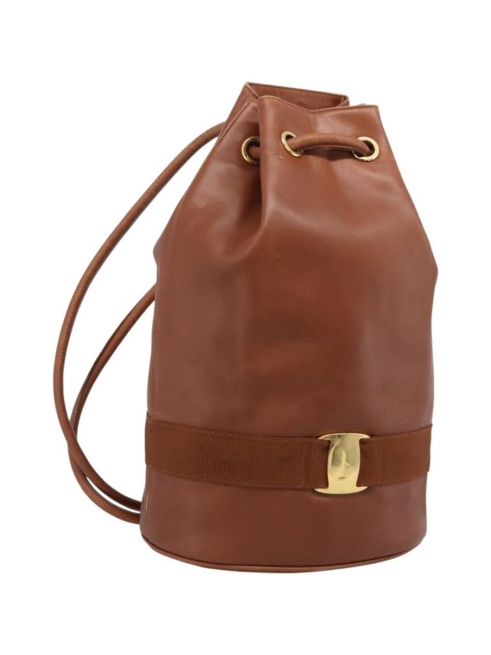 Salvatore Ferragamo Vala Backpack Leather Brown Gold